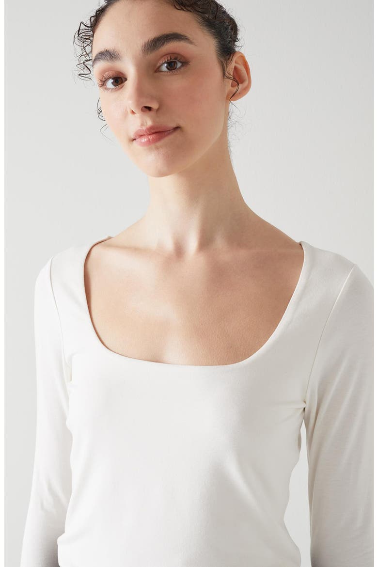 Square Neck Jersey Top, Alternate, color, IVORY