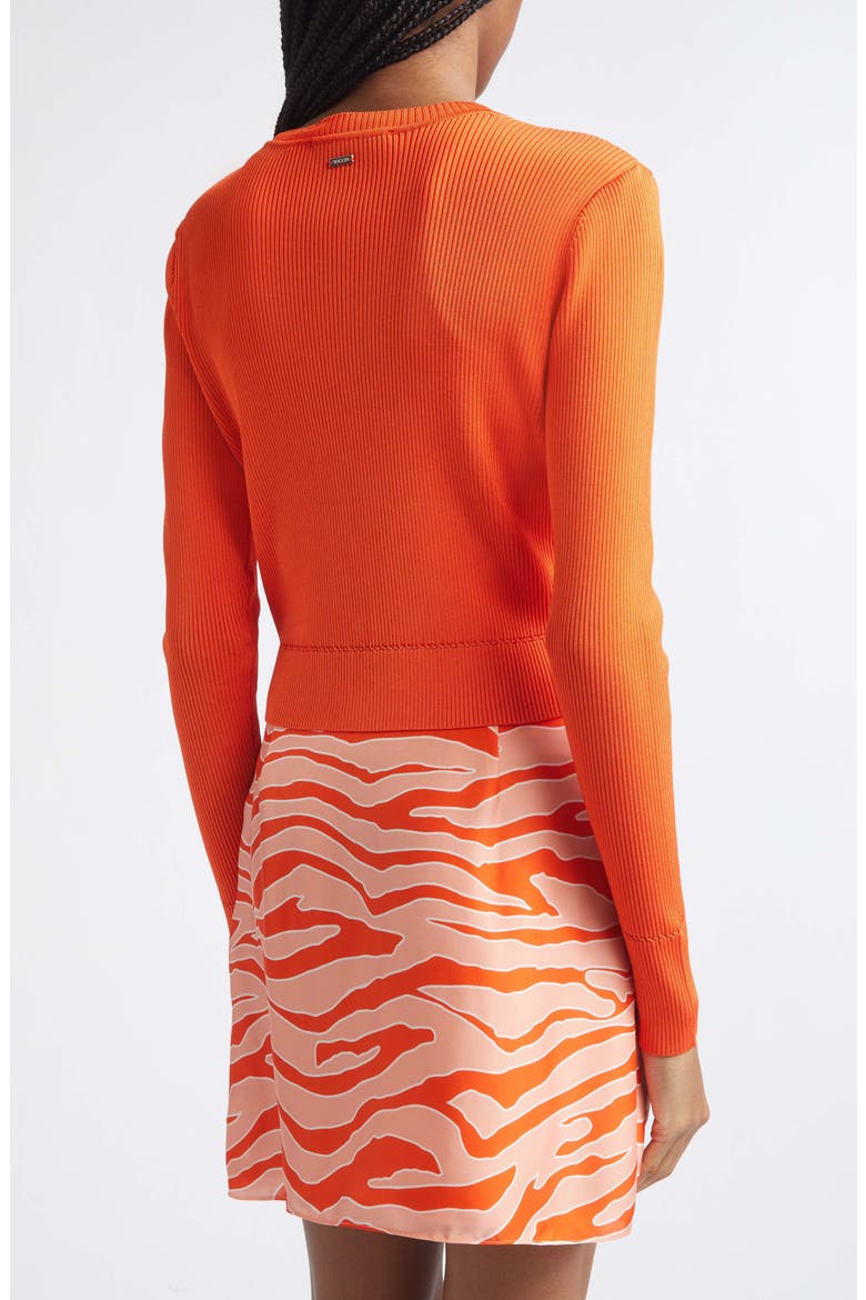 Zoe Crop Fitted Cardigan, Alternate, color, FLAME