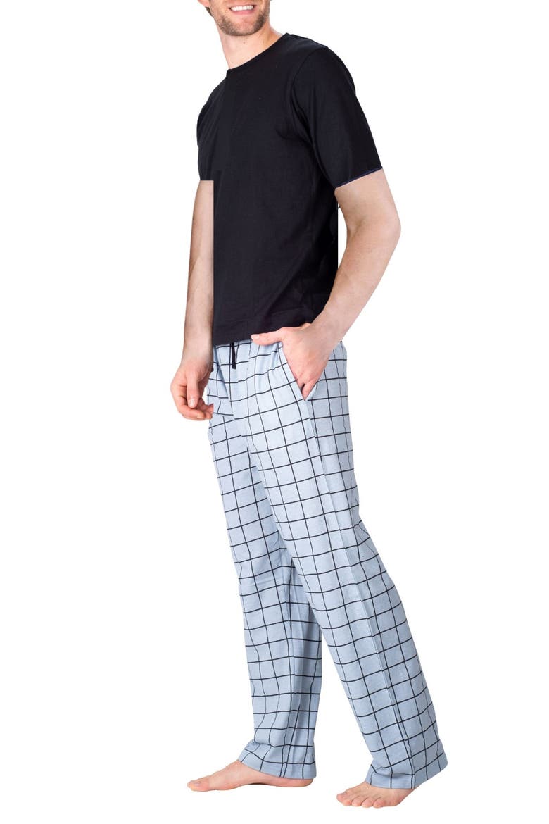 Knit Brushed Grid Flannel Pajamas, Alternate, color, WINDOWPANE