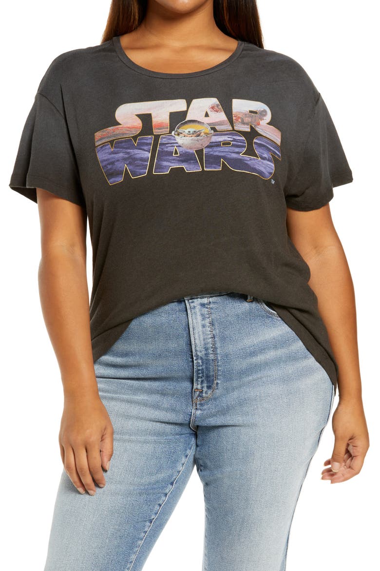 Star Wars™ Mandalorian Graphic Tee, Main, color, FADED BLACK