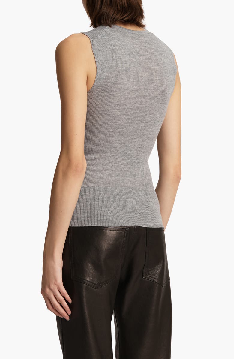 Khaite Renato Rib Merino Wool Blend Sleeveless Sweater, Alternate, color, Mercury