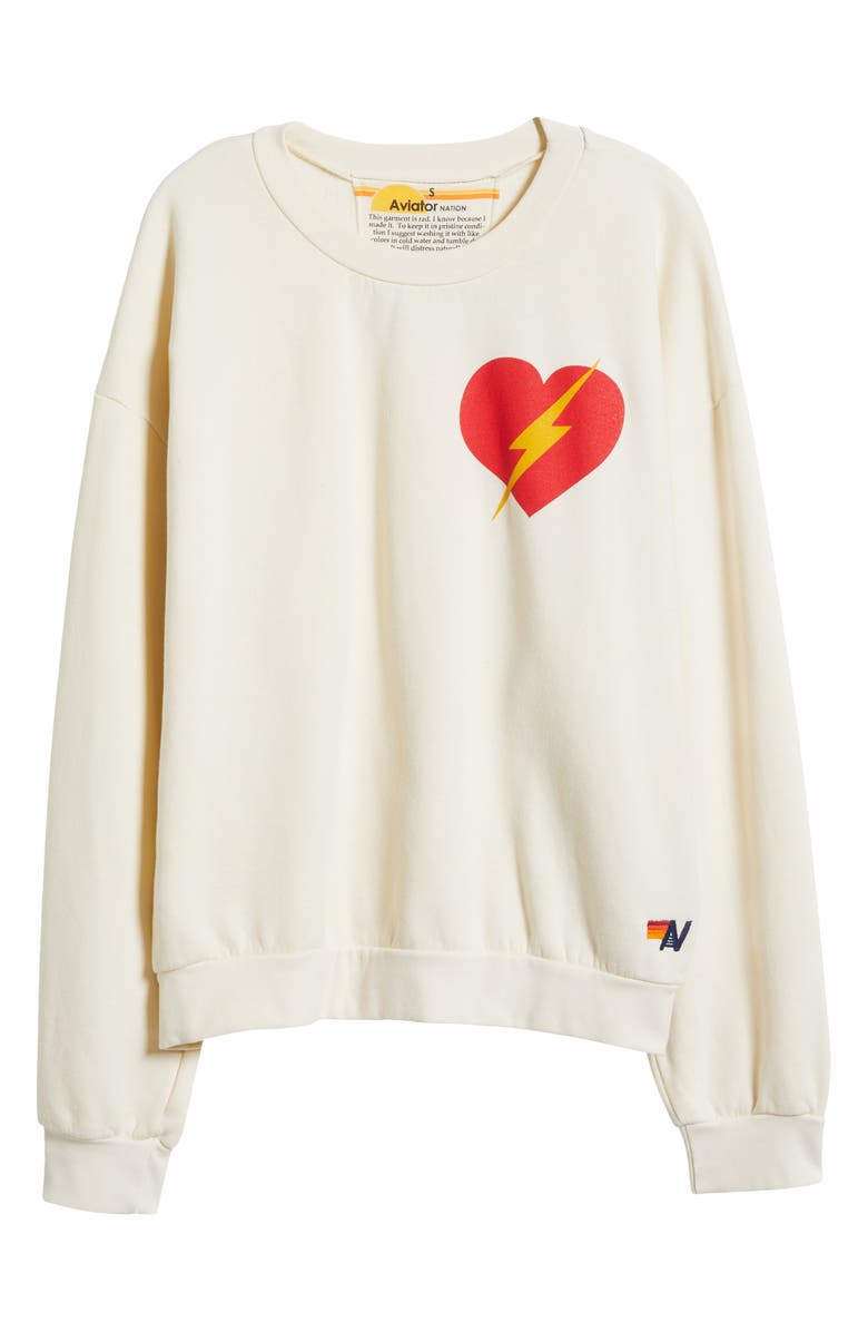 Aviator Nation Bolt Heart Cotton Blend Sweatshirt, Main, color,