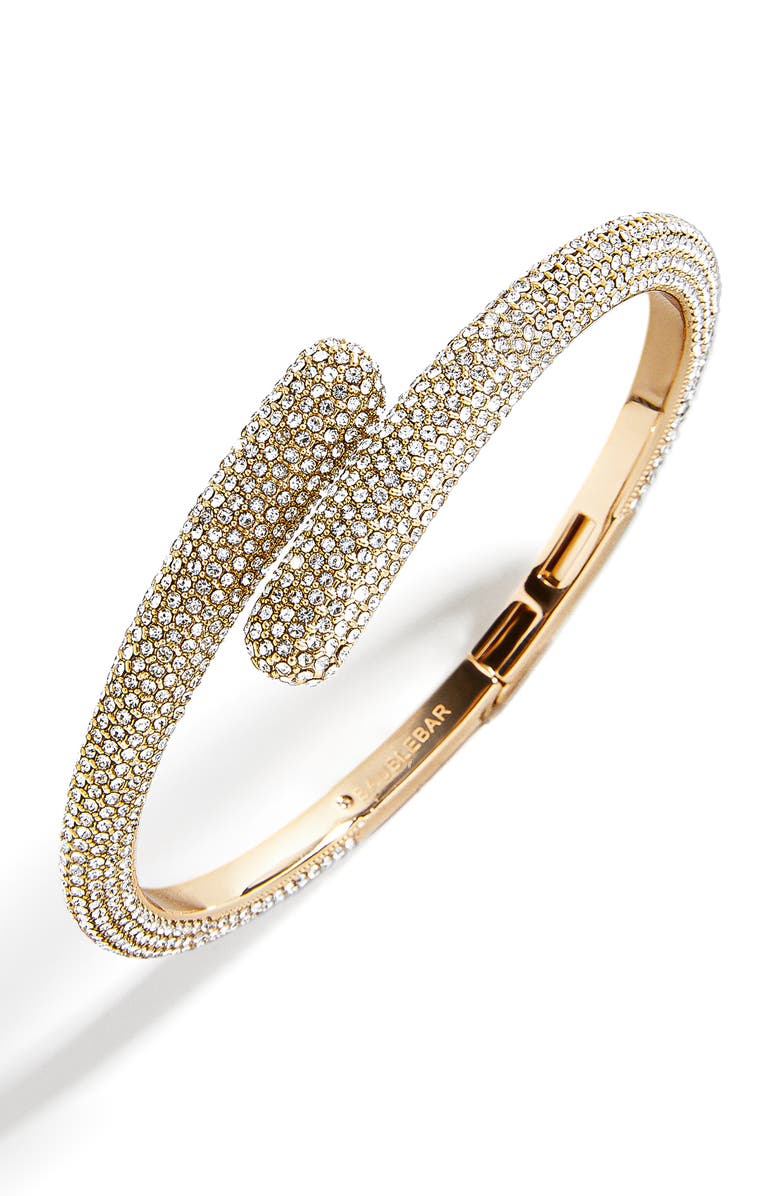 BaubleBar Asher Pavé Bypass Bangle Bracelet, Main, color, Clear