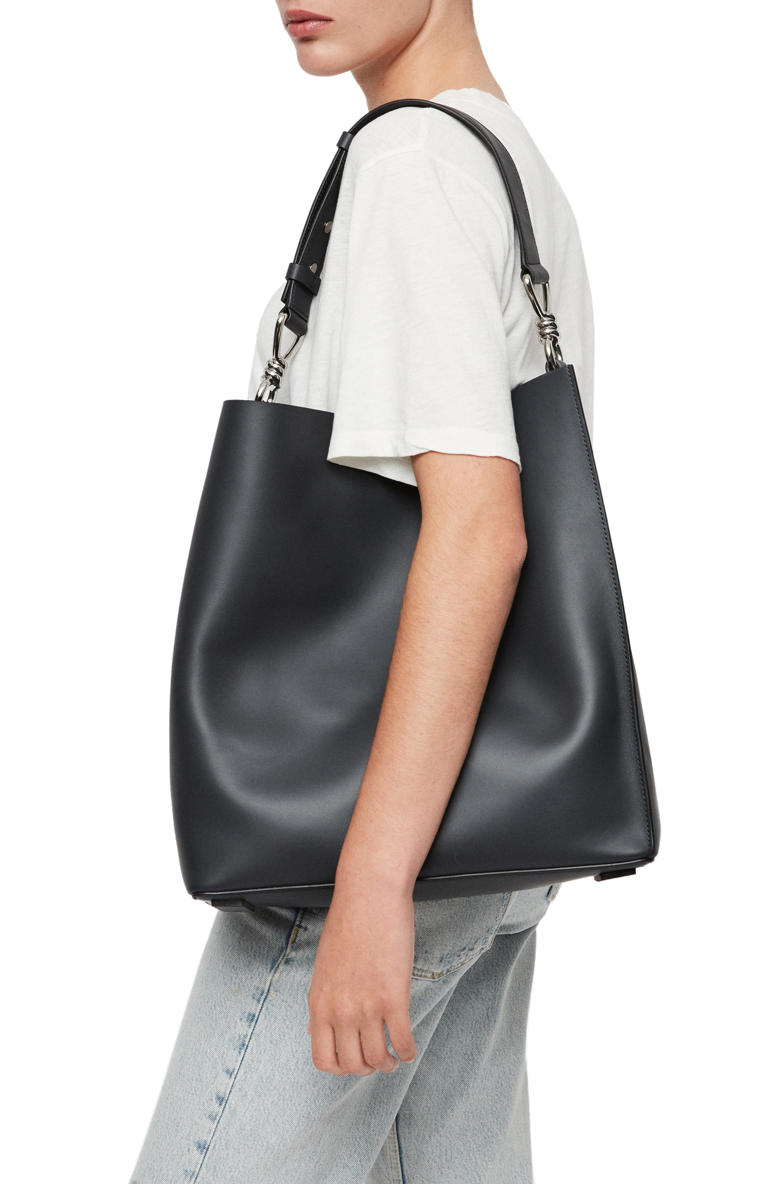 AllSaints Captain Leather Tote, Alternate, color, 