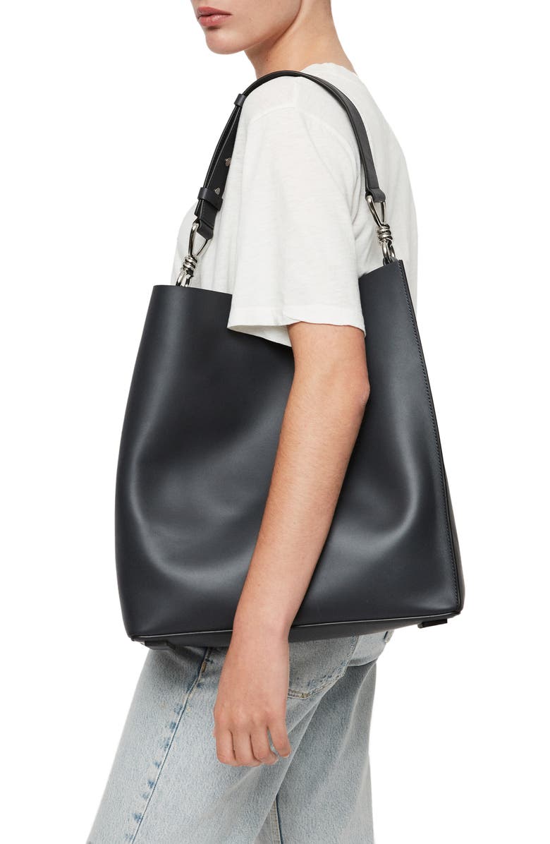 AllSaints Captain Leather Tote, Alternate, color,