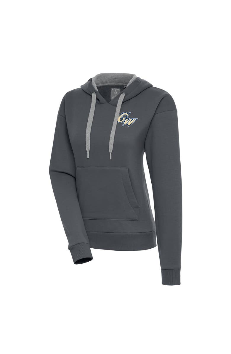 ANTIGUA Women's Antigua  Charcoal George Washington University Victory Pullover Hoodie, Main, color, 