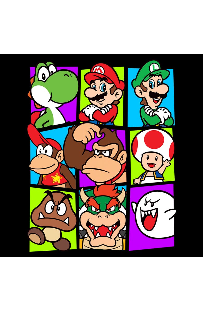 NINTENDO Men's Nintendo Mario Cast  Graphic T-Shirt, Alternate, color, Black