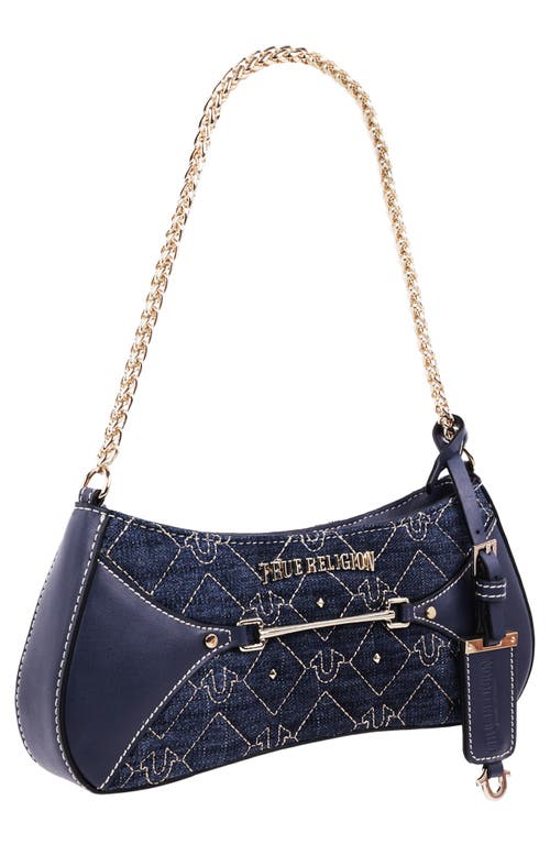 True Religion Studded Denim Chain Shoulder Bag In Blue