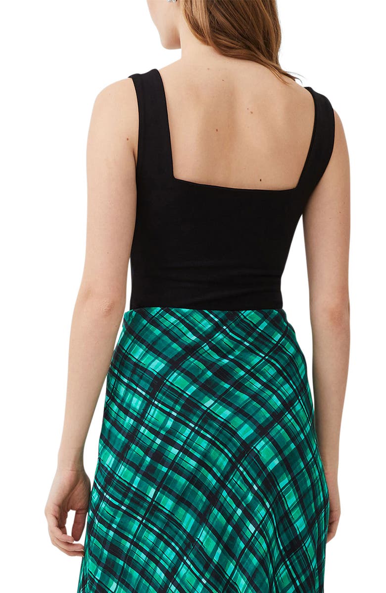 French Connection Rallie Square Neck Stretch Cotton Bodysuit, Alternate, color, 01-Blackout