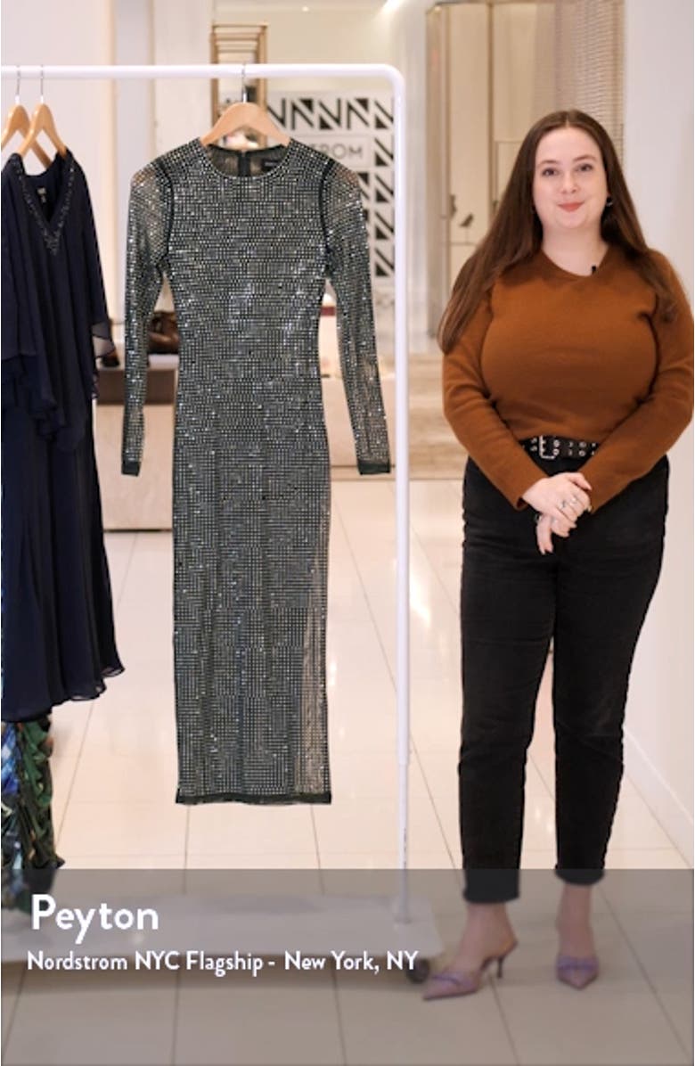 Atlas Diamante Long Sleeve Body-Con Midi Dress, sales video thumbnail