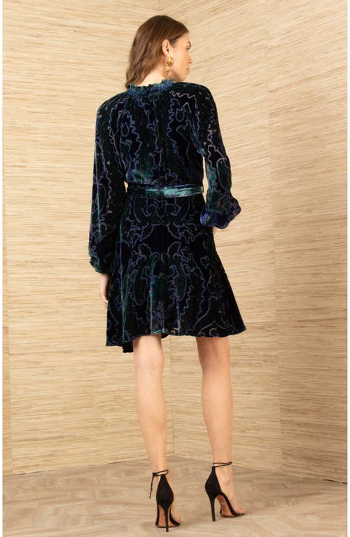 Hale Bob Crystal Velvet Dress In Green