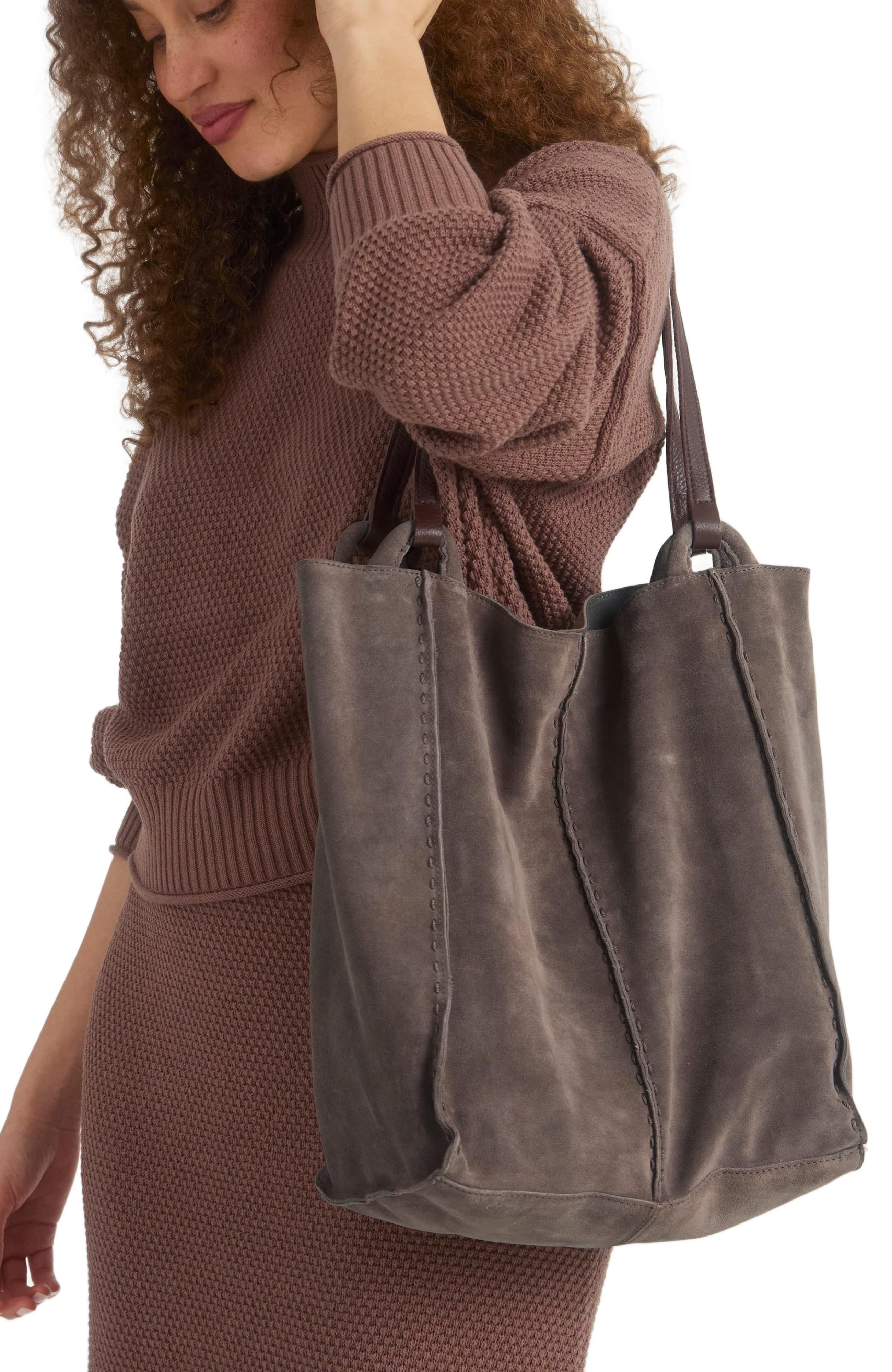 Los Feliz Tall Tote Bag, Alternate, color, Mushroom Suede
