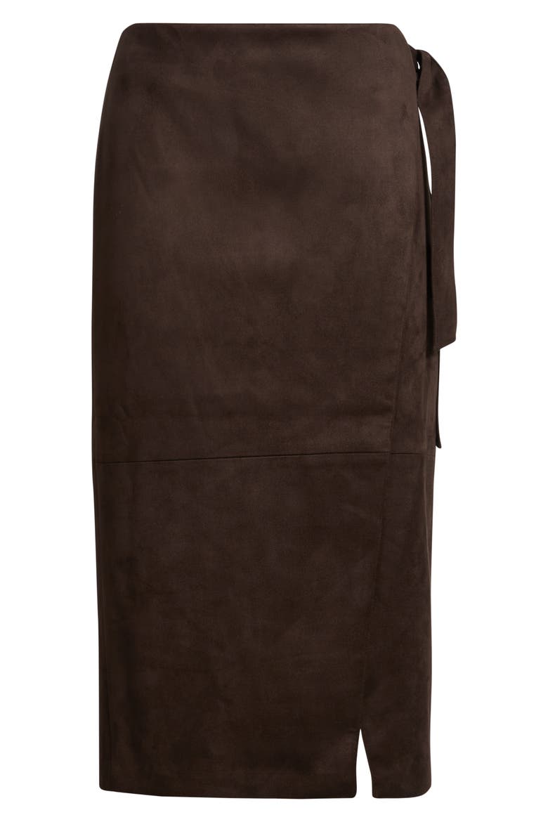 The Danica Faux Wrap Faux Suede Skirt, Alternate, color, BISTRO BROWN