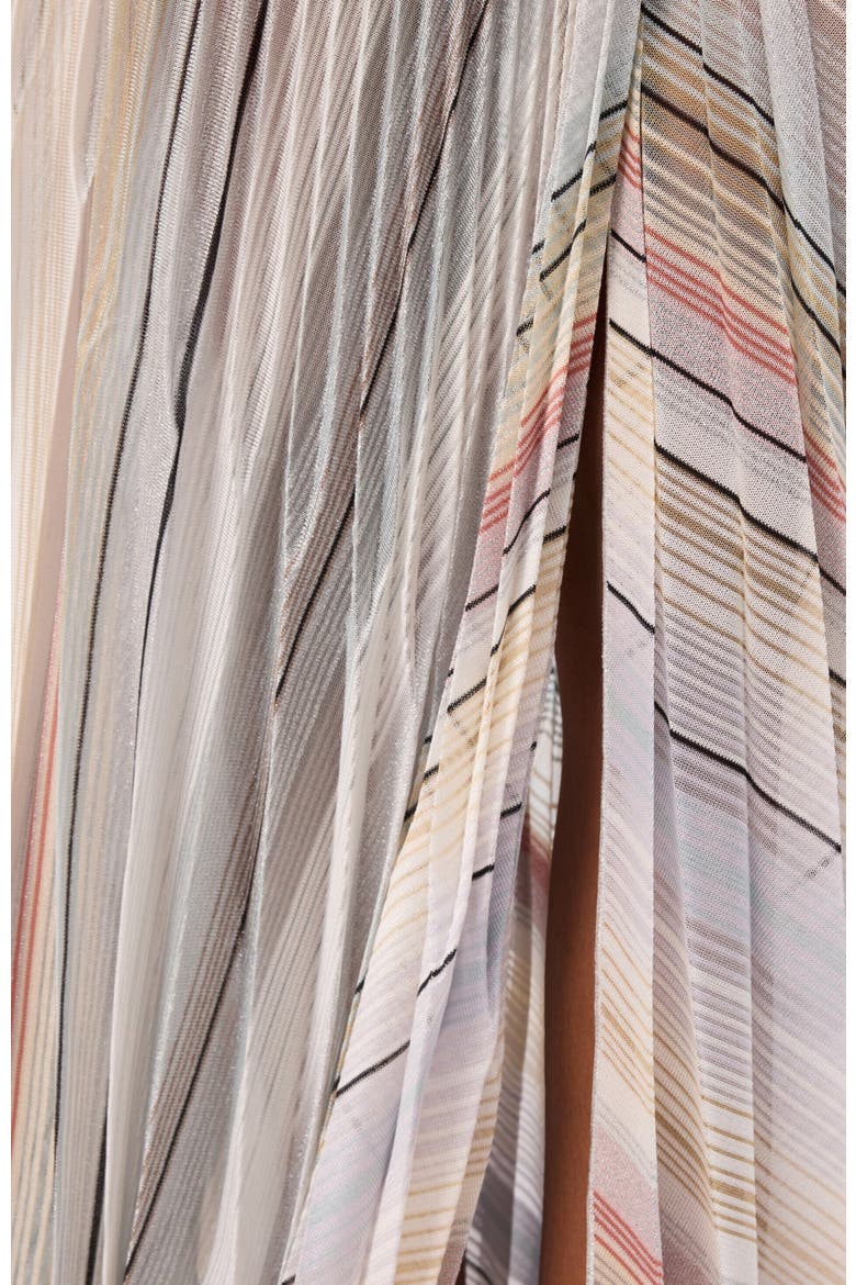 Striped Pleated Wrap Skirt, Alternate, color, White