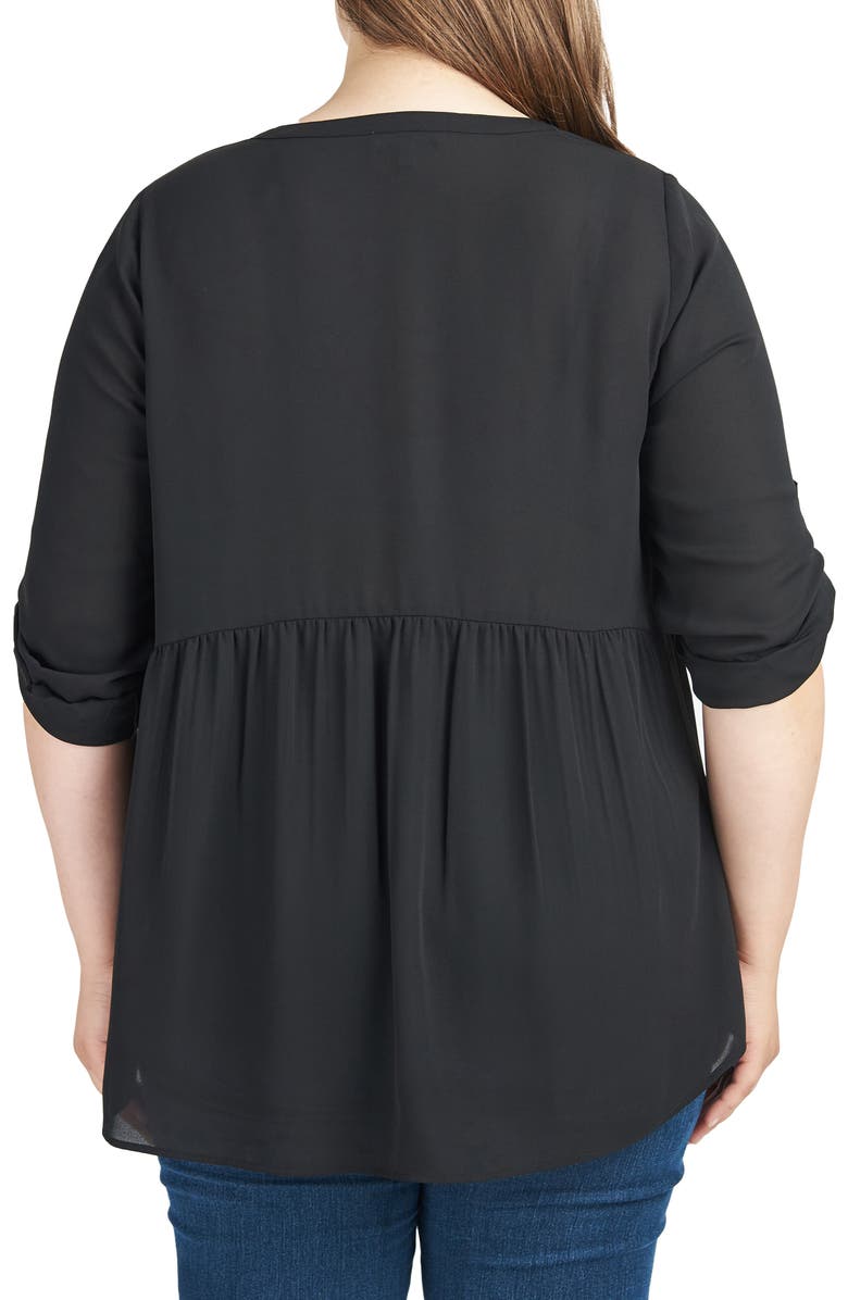 DR2 by Daniel Rainn Rolled Sleeve Tassel Neck Blouse, Alternate, color,