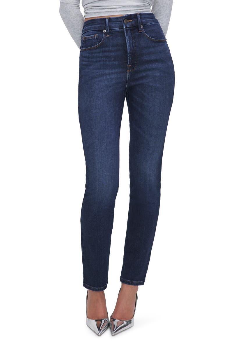 Good American Good Classic Split Back Pocket Straight Leg Jeans, Main, color, Indigo572