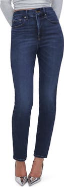 Good American Good Classic Split Back Pocket Straight Leg Jeans
