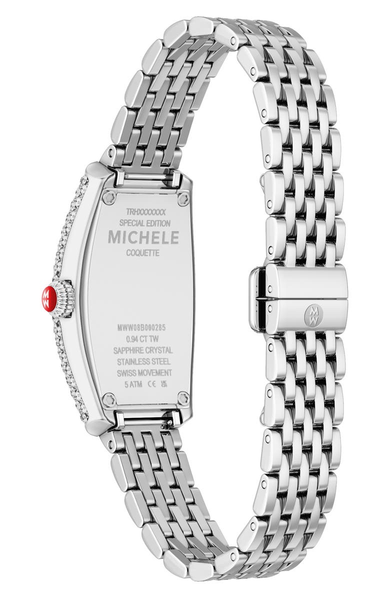 MICHELE Special Edition Diamond Coquette Stainless Steel Watch, Alternate, color, Silver