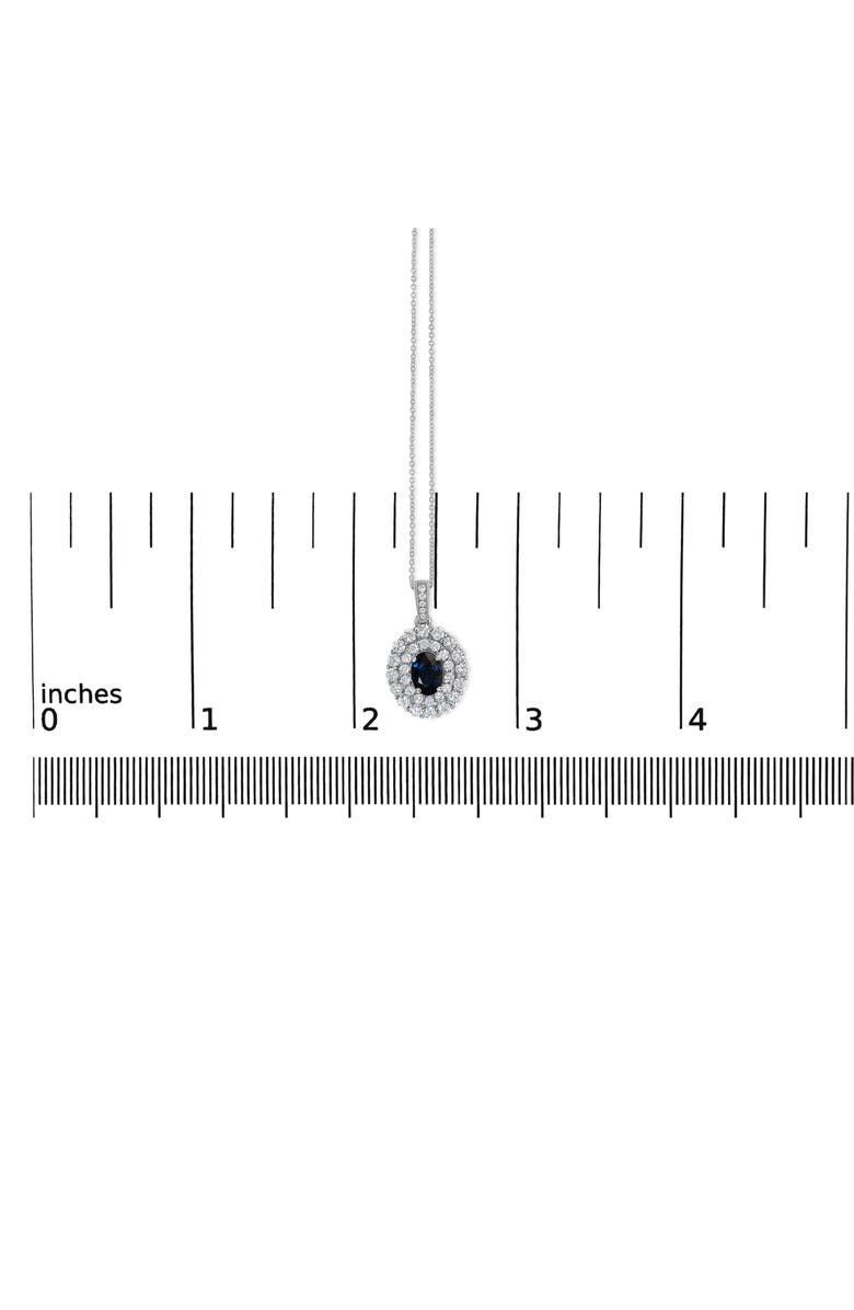 Haus of Brilliance 14K White Gold Oval Blue Sapphire and 3/4 Cttw Diamond Halo Pendant Necklace, Alternate, color, White