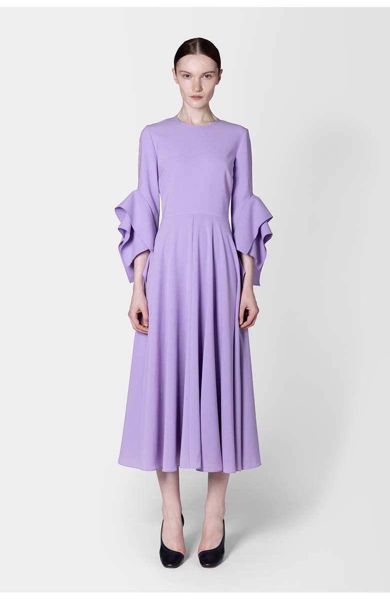 Roksanda Ayres Crepe Sleeved Midi Dress, Main, color, Heather