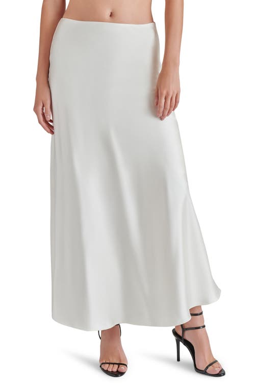 Steve Madden Jeannie Satin Maxi Skirt in Whisper White 