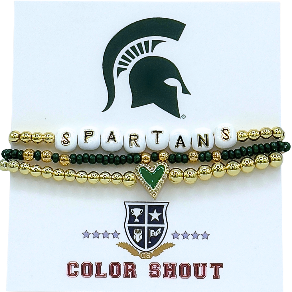 Color Shout Michigan State Love My College Bracelet Stack In Gold