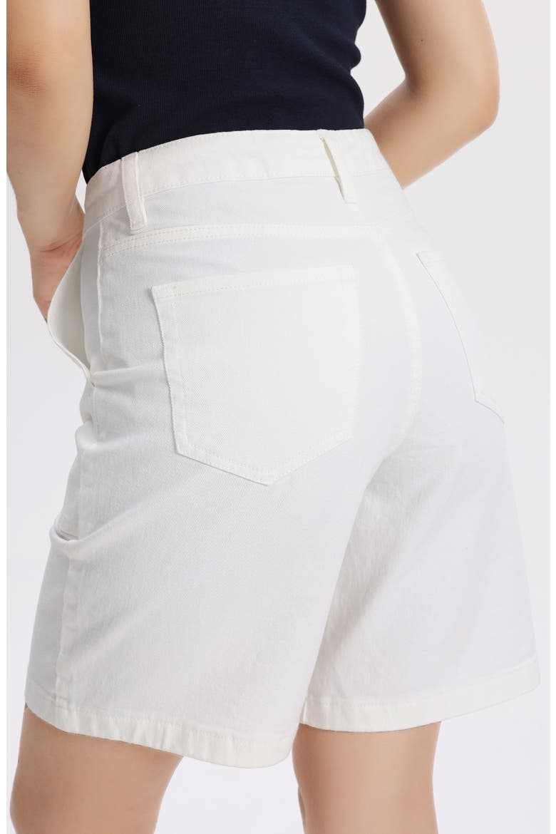 Drawstring High Waist Denim Bermuda Shorts, Alternate, color, WHITE