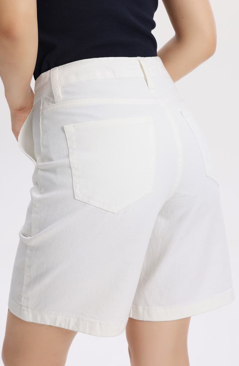 Bayeas Drawstring High Waist Denim Bermuda Shorts, Alternate, color, White