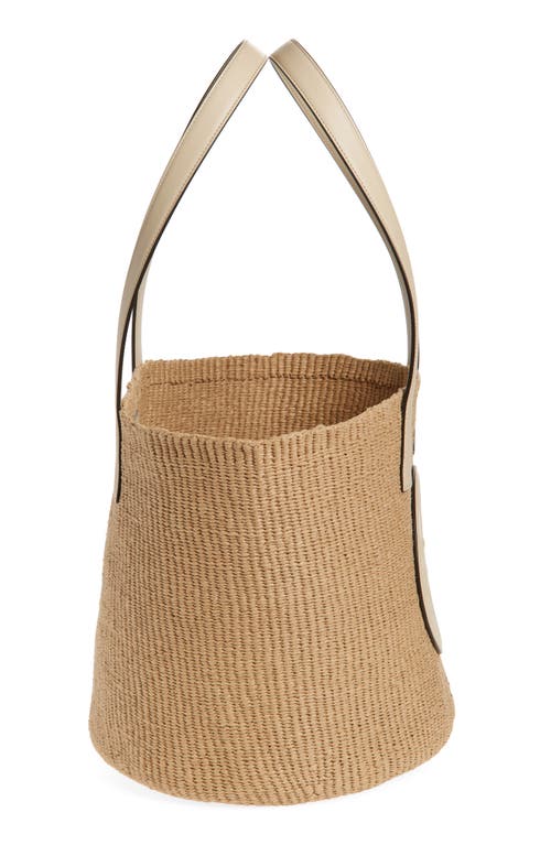 Chloé Large Horse Medal Basket Tote Bag In Paper And Leather In Deep Ivory