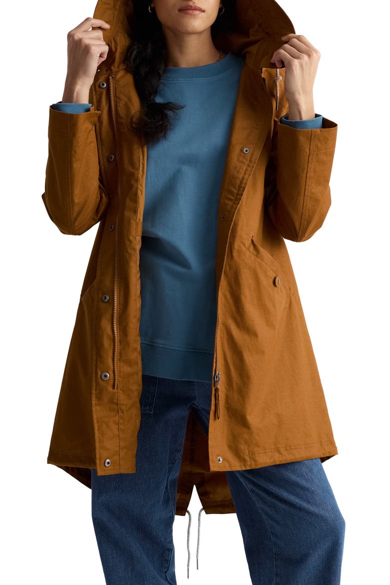Seafaring Waterproof Linen & Organic Cotton Hooded Coat, Main, color, NUTWOOD
