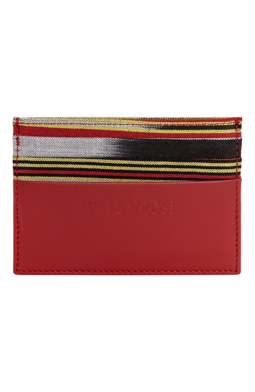 K'Ai & Vrosi Leather Canvas Cardholder in Red  product