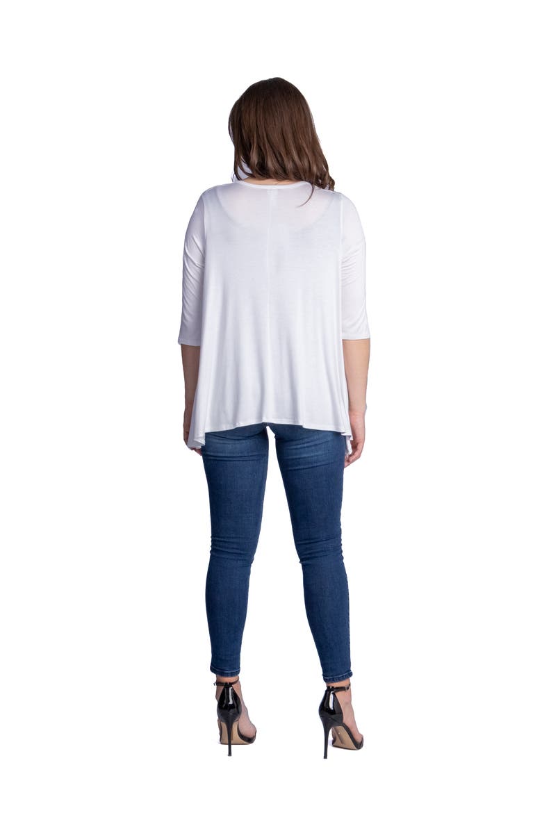 24seven Comfort Apparel Petites Elbow Length Sleeve Open Cardigan, Alternate, color, White