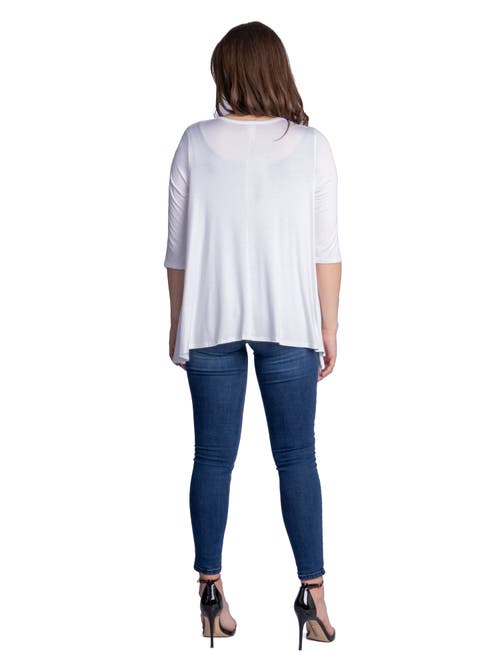 24seven Comfort Apparel Petites Elbow Length Sleeve Open Cardigan In White