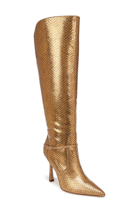 Knee high metallic boots online