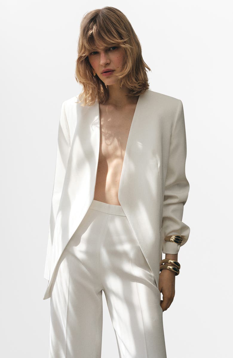 MANGO Double Breasted Suit Jacket, Alternate, color, White