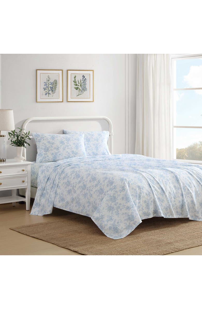 Laura Ashley Walled Garden 200 Thread Count Cotton Percale Sheet Set, Alternate, color, Light Blue