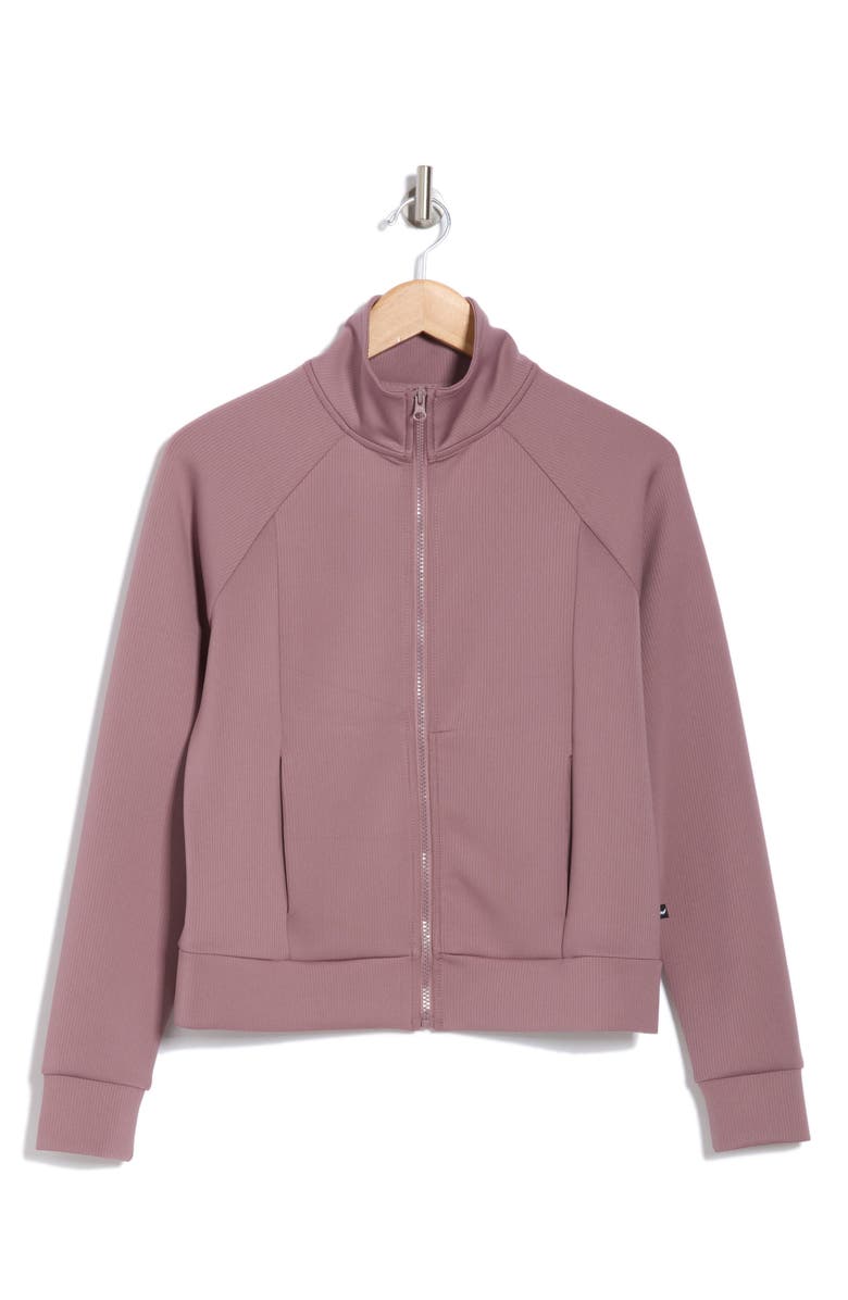 Jessica Simpson Soft Luxe Ribbed Full Zip Yoga Jacket, Alternate, color, 