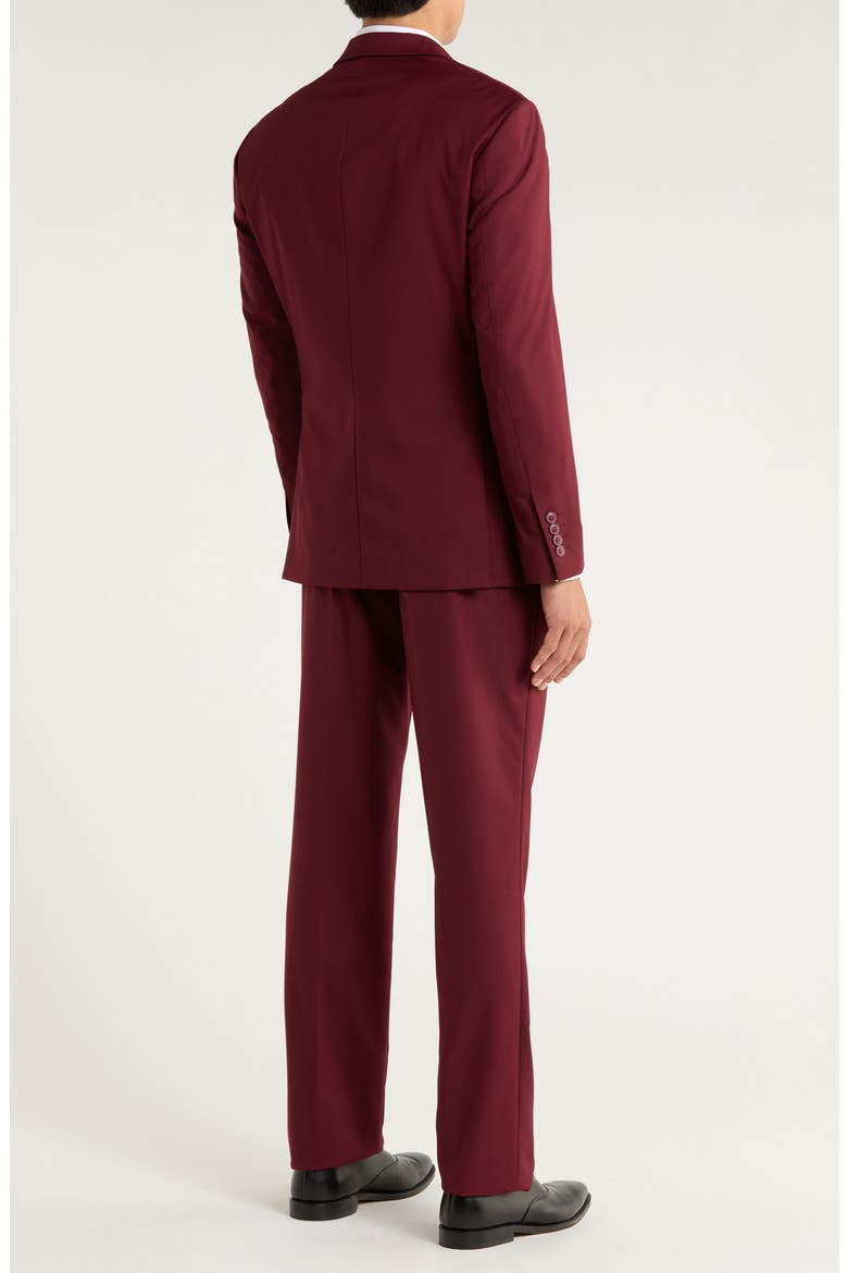 Burgundy Mélange 3-Piece Suit, Alternate, color, BURGUNDY