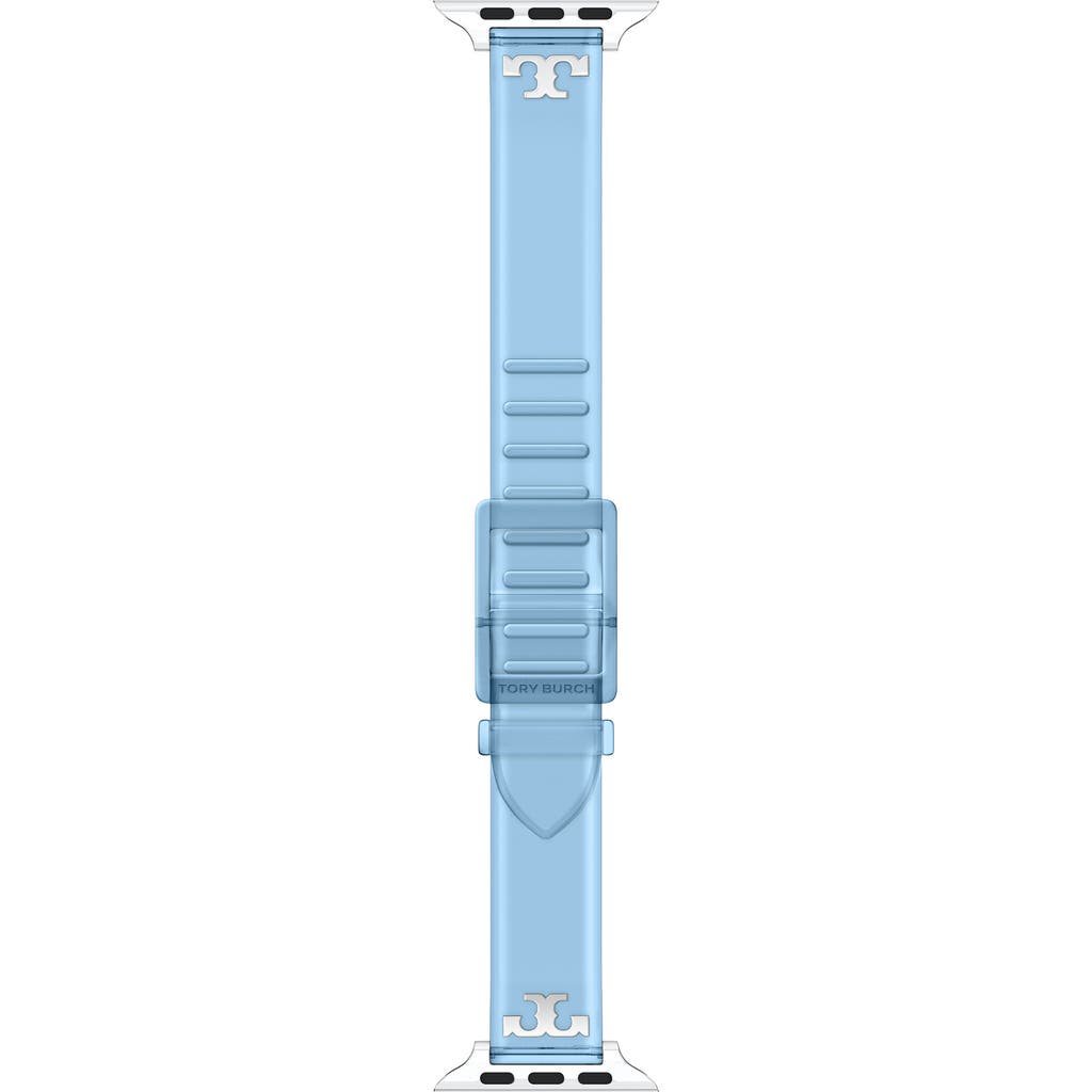 Tory Burch The Single T Jelly 16mm Apple Watch® Watchband in Blue at Nordstrom