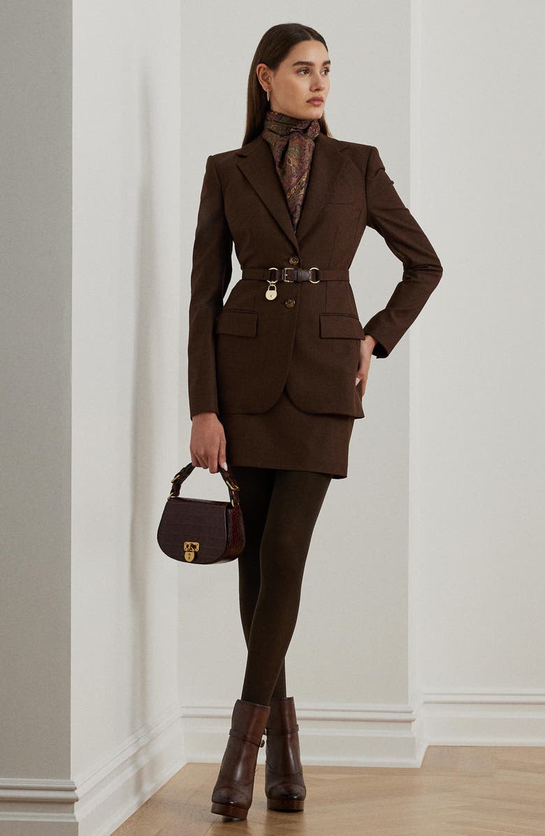 Lauren Ralph Lauren Yarn Dye High Waist Skirt, Alternate, color, Burgundy Multi