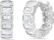 STEELTIME Baguette Cubic Zirconia Huggie Hoop Earrings