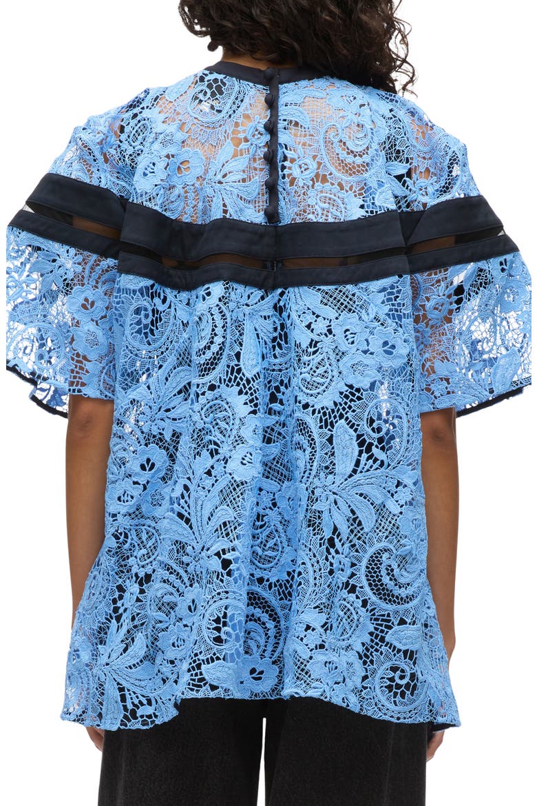 Corded Lace Short Sleeve Top, Alternate, color, CADET BLUE MULTI