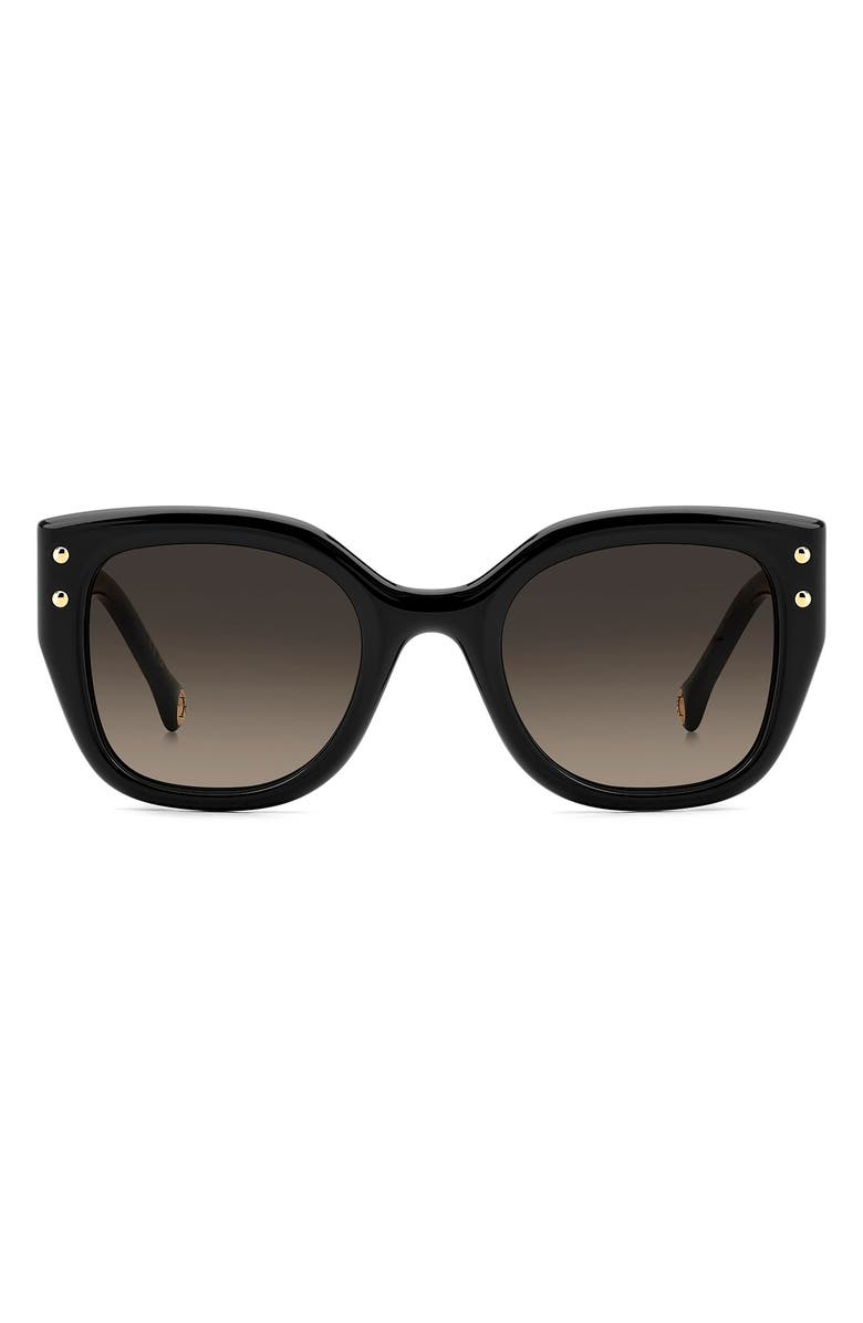 Carolina Herrera 51mm Gradient Square Sunglasses, Main, color, Black Pink/ Brown Sf