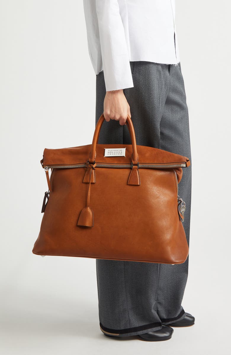 Maison Margiela XL 5AC Loved To Death Leather Tote, Alternate, color, Cognac