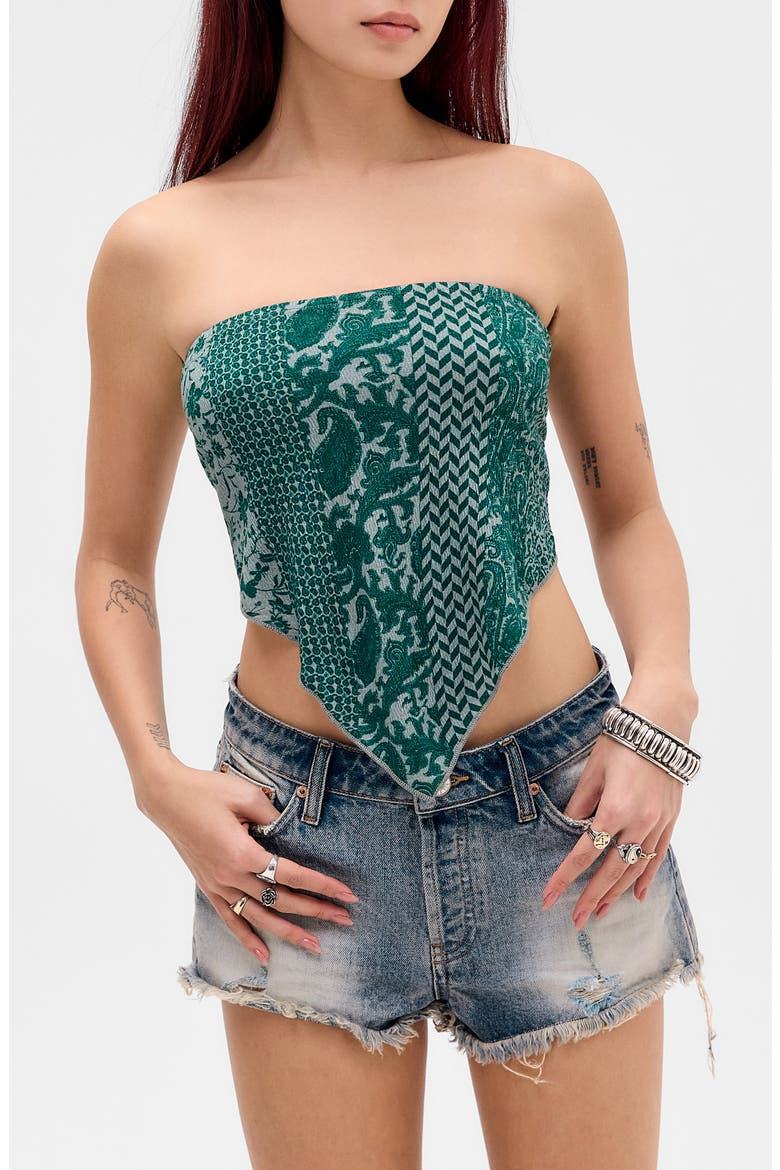 Bandana Bandeau Crop Top, Main, color, GREEN