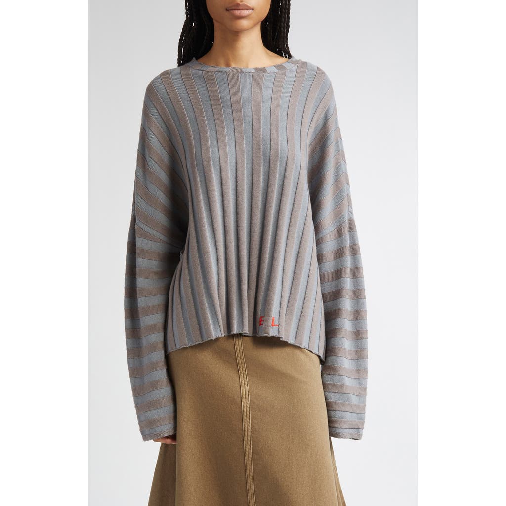 Eckhaus Latta Gender Inclusive Keyboard Stripe Merino Wool Sweater In Gray
