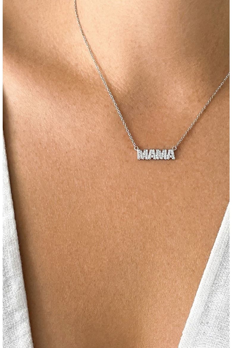 Set of 2 'Mama' Script & Heart Pendant Necklaces, Alternate, color, SILVER