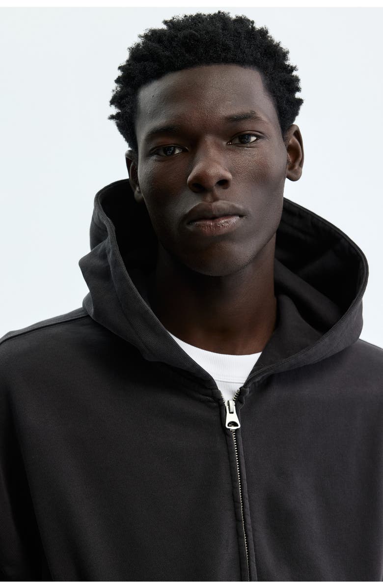 H&M Oversized Fit Zip-through Hoodie, Alternate, color, Black