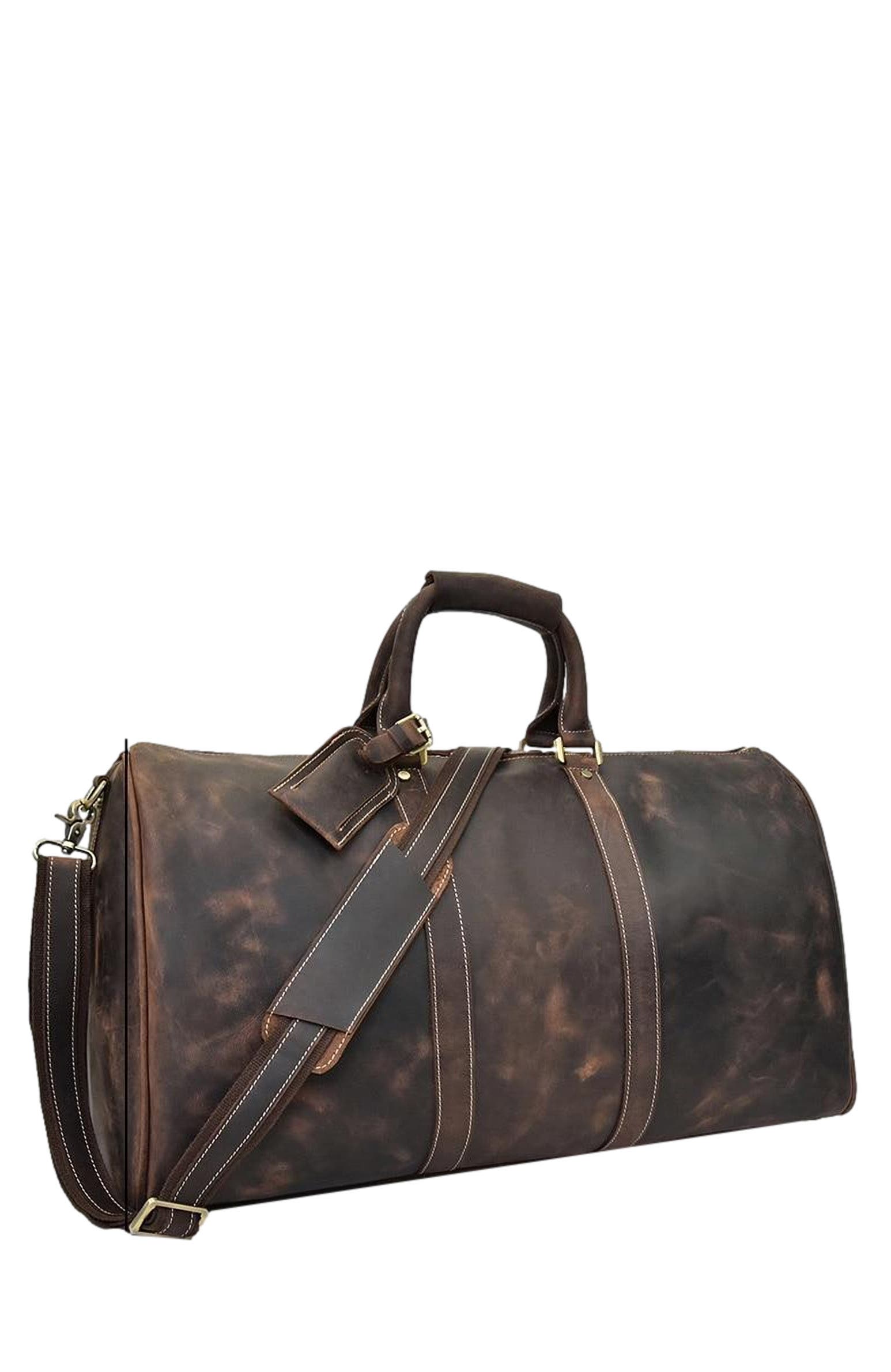 STEEL HORSE LEATHER The Bjarke Weekender | Handcrafted Leather Duffle Bag, Alternate, color, Brown