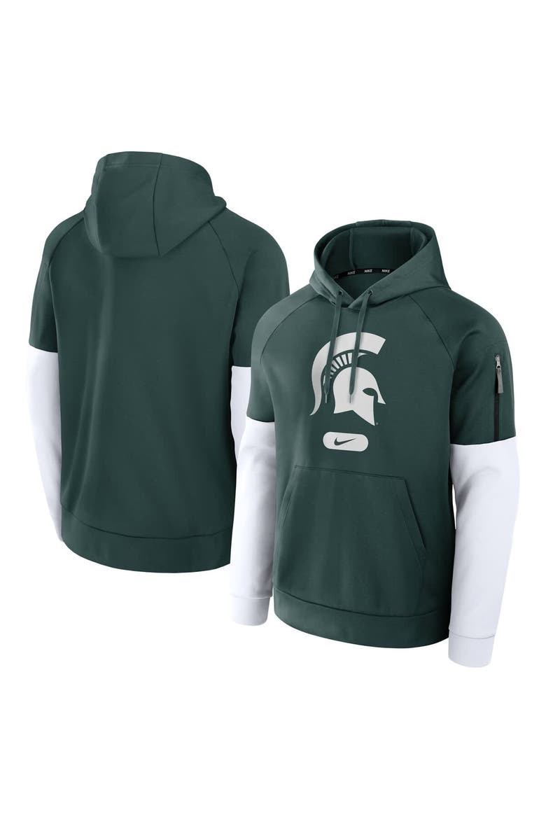 Men's Nike Green Michigan State Spartans Fitness Performance Pullover Hoodie, Main, color, Green